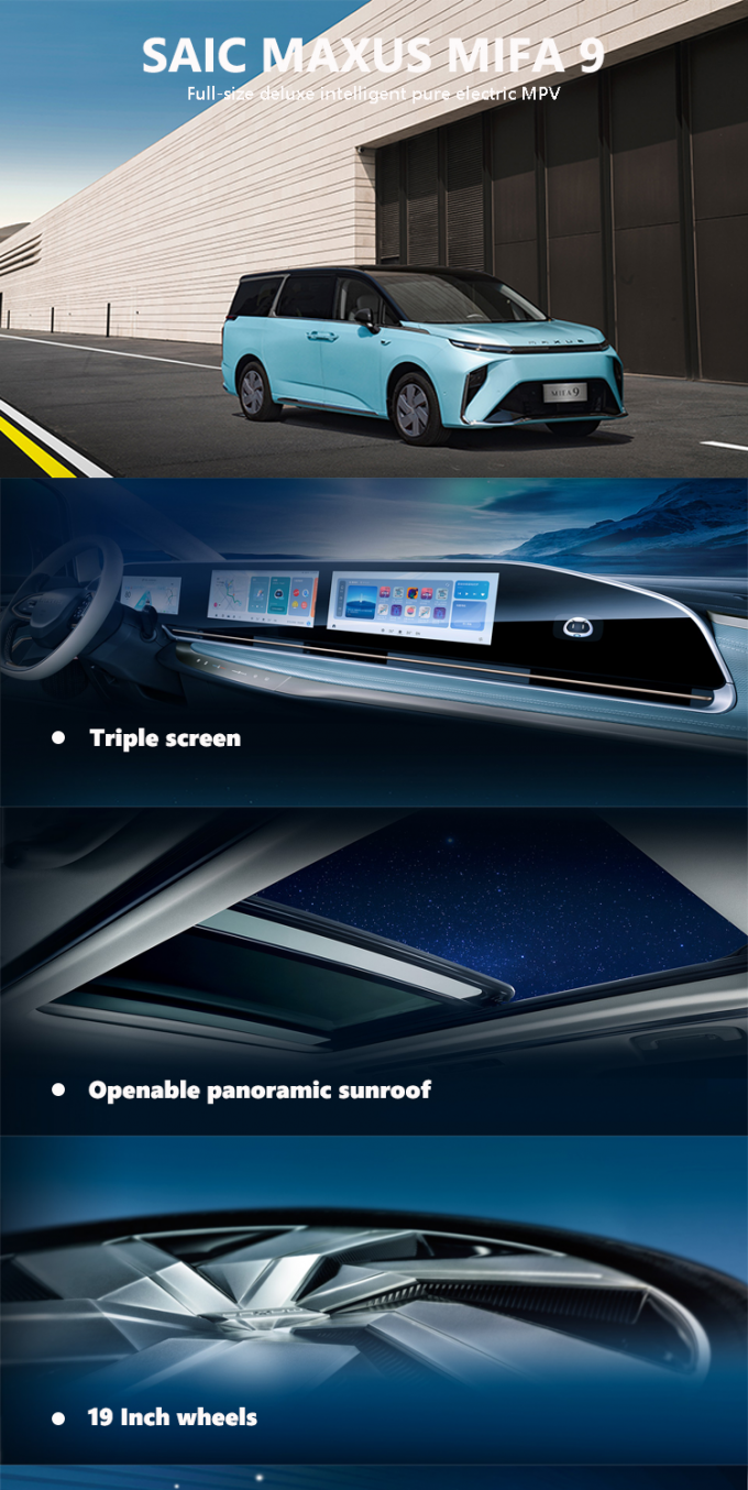 2024 Maxus MIFA9 MPV EV Car 7 мест Дальность движения 480 км 560 км переднее колесо 0