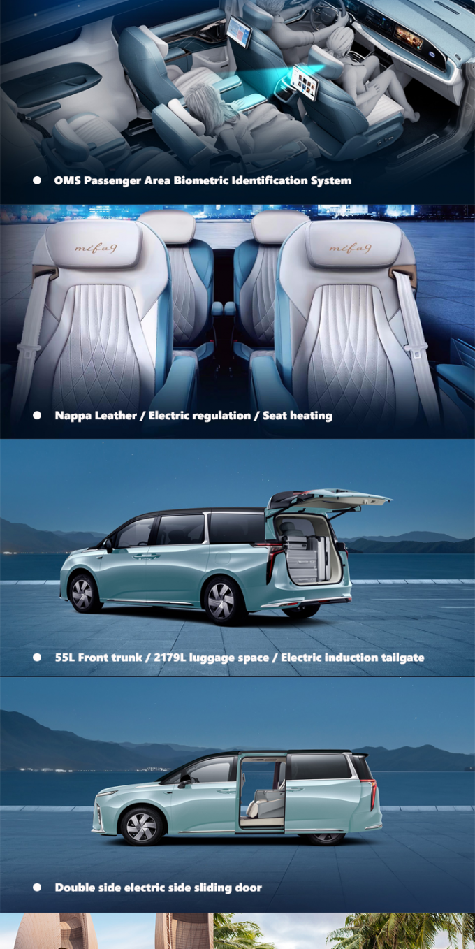 2024 Maxus MIFA9 MPV EV Car 7 мест Дальность движения 480 км 560 км переднее колесо 2